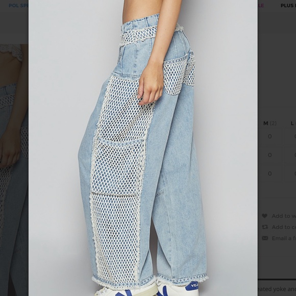 POL “ Palm Springs “ POL Pants with Pleated Yoke and Mesh Overlay Detail BR40 - Picture 2 of 6